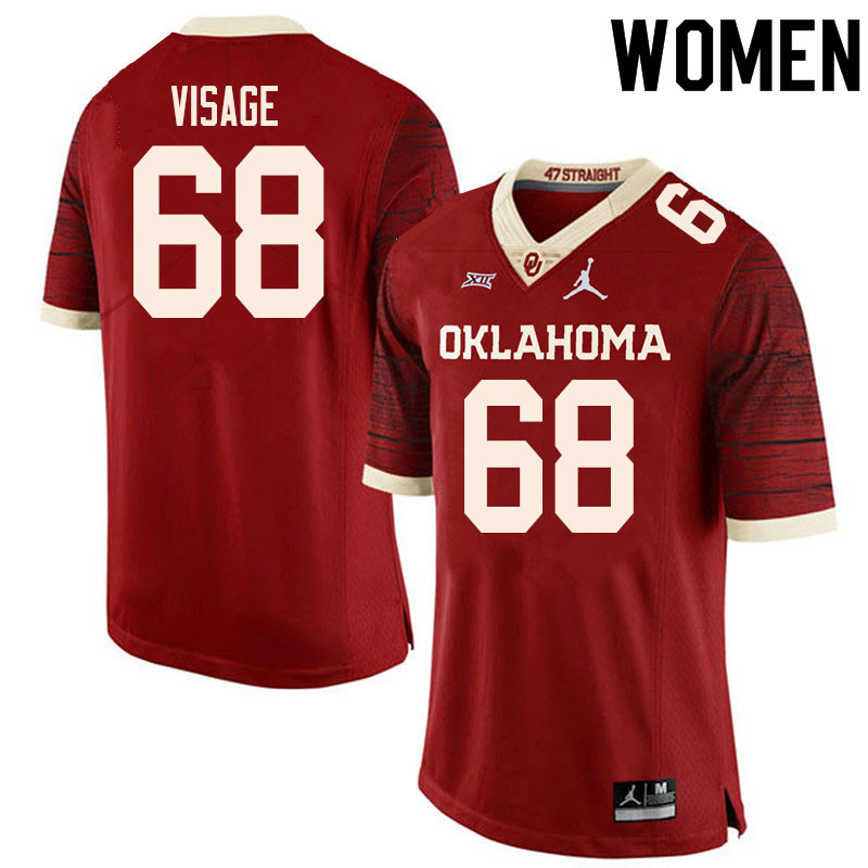Women #68 Ayden Visage Oklahoma Sooners College Football Jerseys Sale-Retro - Click Image to Close